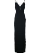 David Koma Buttoned V-neck Long Dress - Black