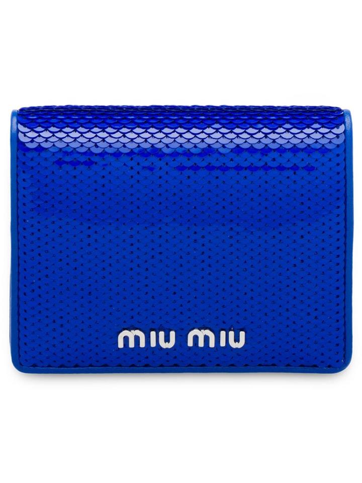 Miu Miu Sequin Embellished Wallet - Blue