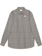 Gucci Oversize Wool Shirt With Patch - Grey