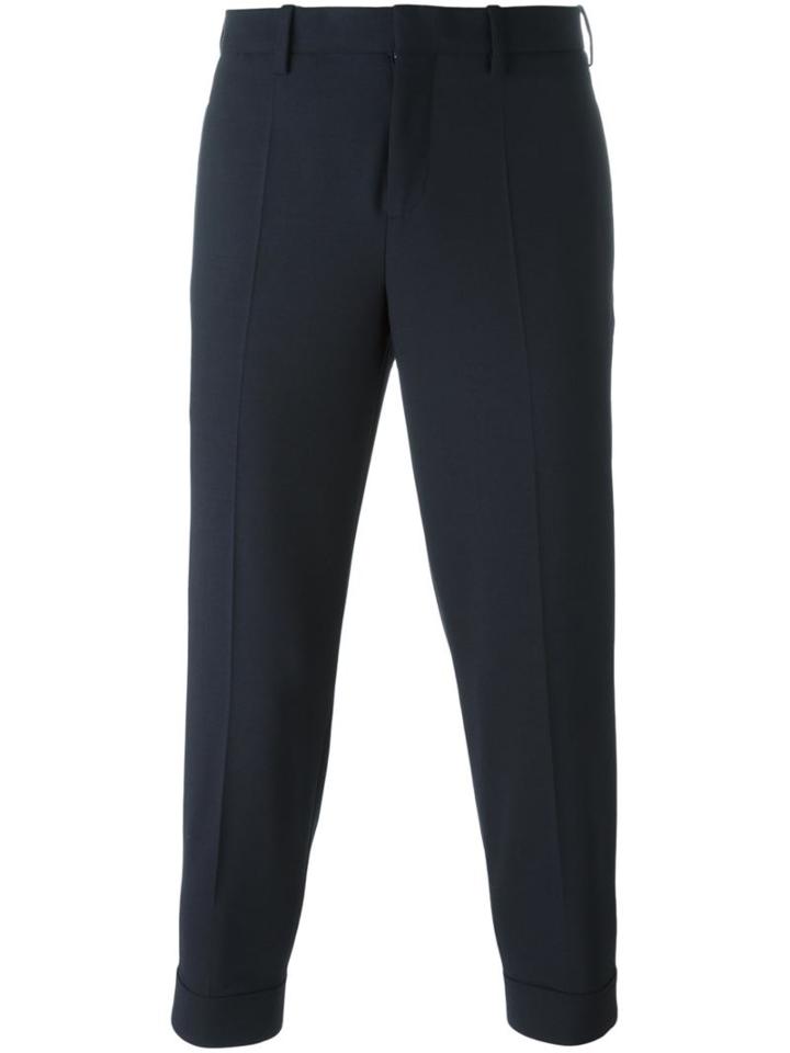 Neil Barrett Cropped Tailored Trousers, Men's, Size: 50, Blue, Polyester/spandex/elastane/virgin Wool