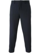 Neil Barrett Cropped Tailored Trousers, Men's, Size: 50, Blue, Polyester/spandex/elastane/virgin Wool
