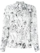 Emilio Pucci Tourist Print Shirt, Women's, Size: 42, White, Silk