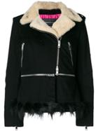 Ermanno Scervino Shearling Biker With Fox Fur Trim - Black