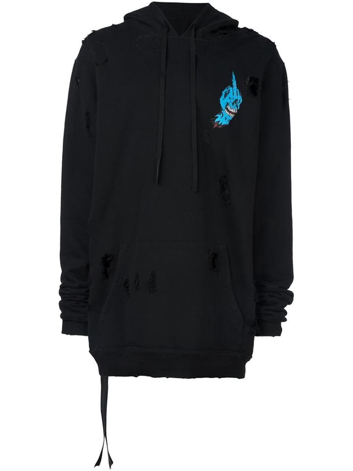 Unravel Destroyed Hoodie, Men's, Size: Small, Black, Cotton