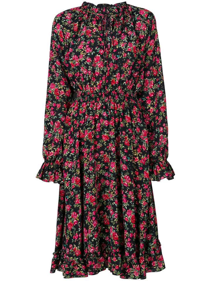 Dolce & Gabbana - Floral Print Dress - Women - Silk - 44, Black, Silk