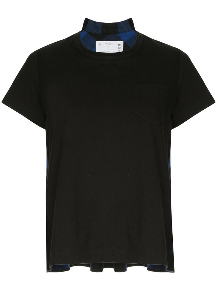 Sacai Checked Back T-shirt - Black