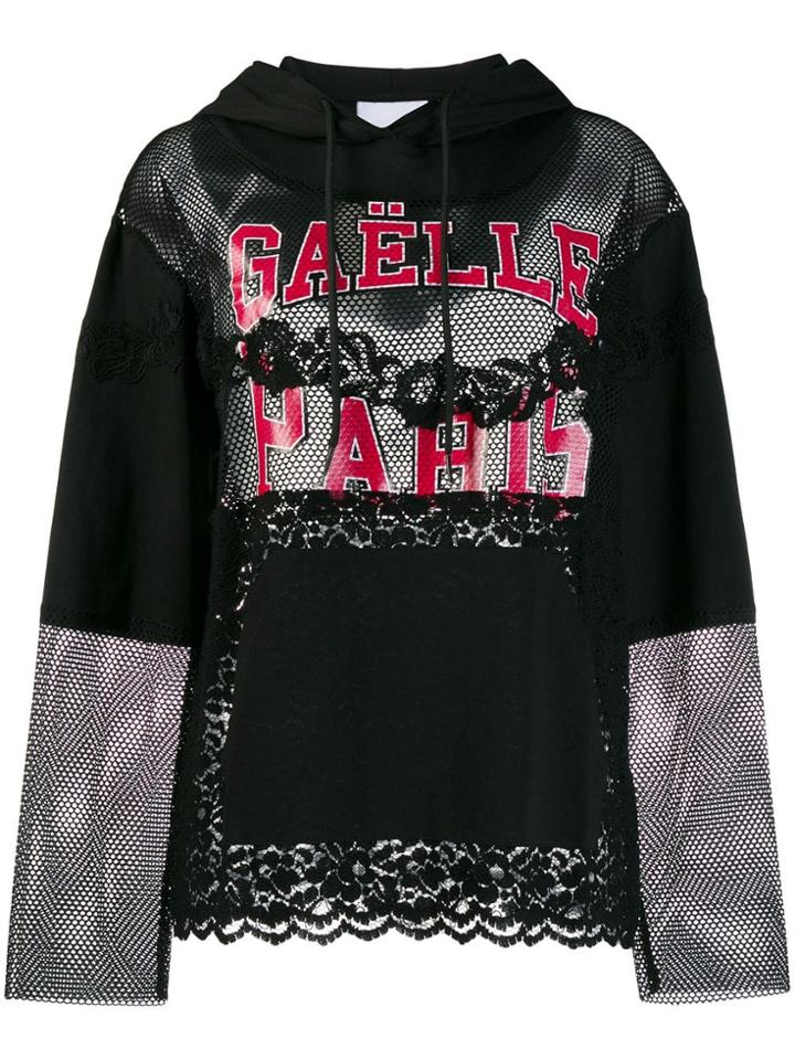 Gaelle Bonheur Jersey Constructed Hoodie - Black