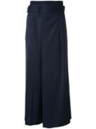 En Route Belted Pleated Palazzo Pants, Women's, Size: 0, Blue, Polyester/wool