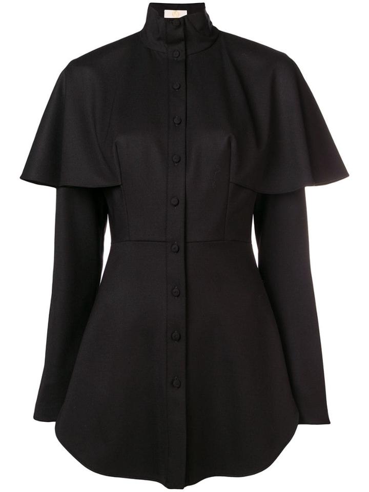 Sara Battaglia Draped Shoulder Shirt - Black