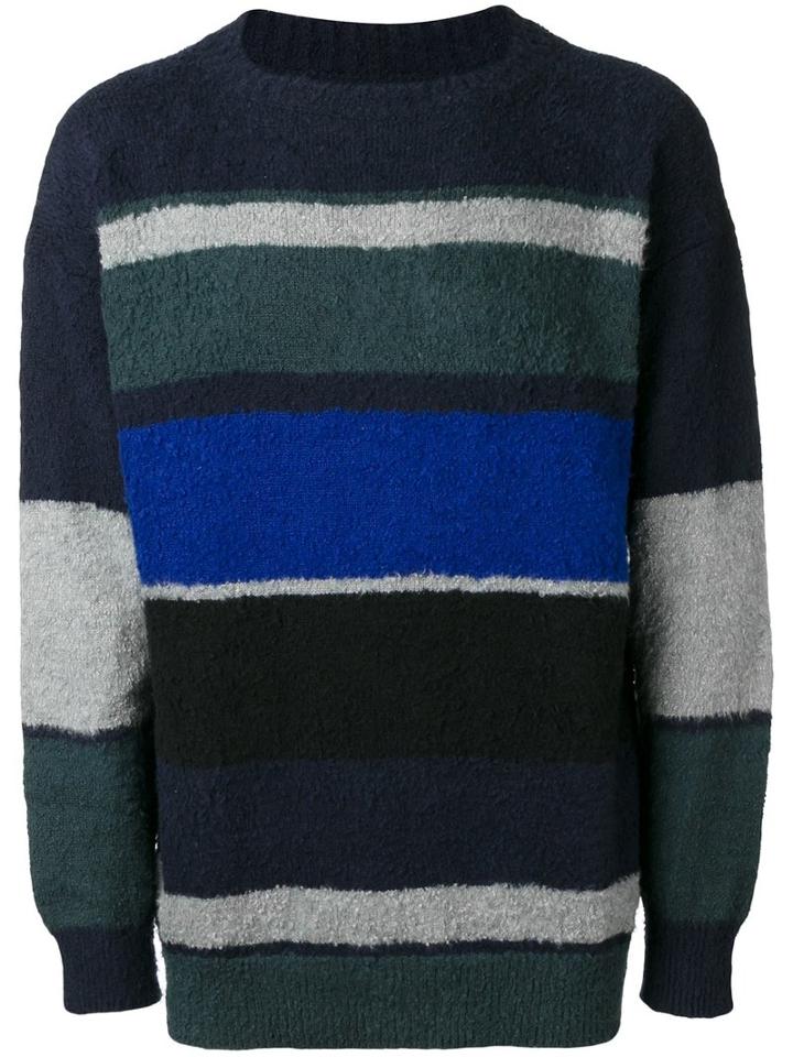 Sacai Colour Block Jumper, Men's, Size: 3, Blue, Cotton