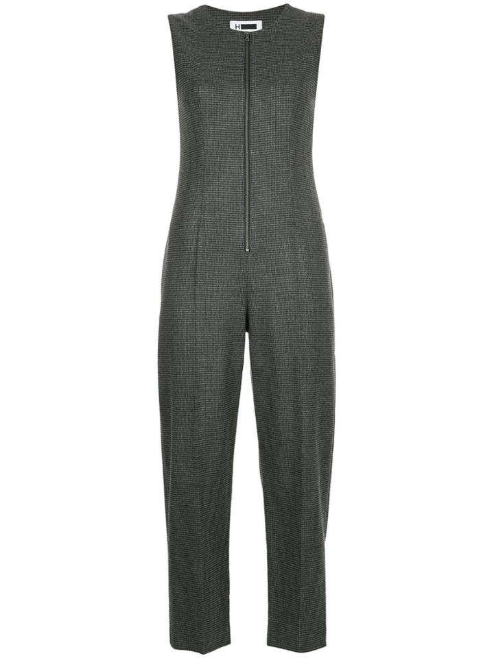 H Beauty & Youth Micro Houndstooth Cropped Jumpsuit - Grey