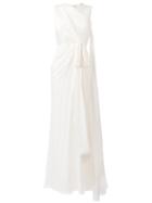 Elie Saab - Lace Trim Long Dress - Women - Silk/nylon/polyamide - 36, Women's, Nude/neutrals, Silk/nylon/polyamide