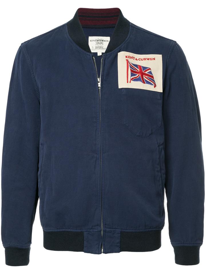 Kent & Curwen Logo Patch Bomber Jacket - Blue