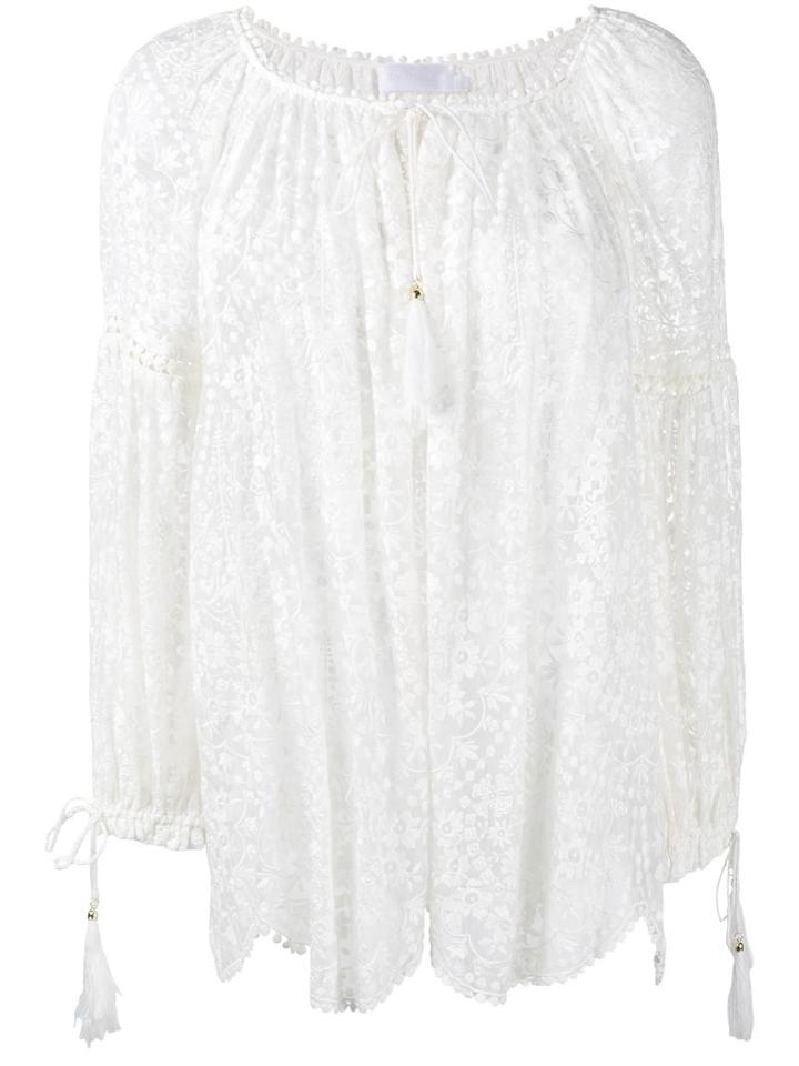 Zimmermann 'gossamer' Floral Embroidered Blouse, Women's, Size: 3, White, Silk/viscose