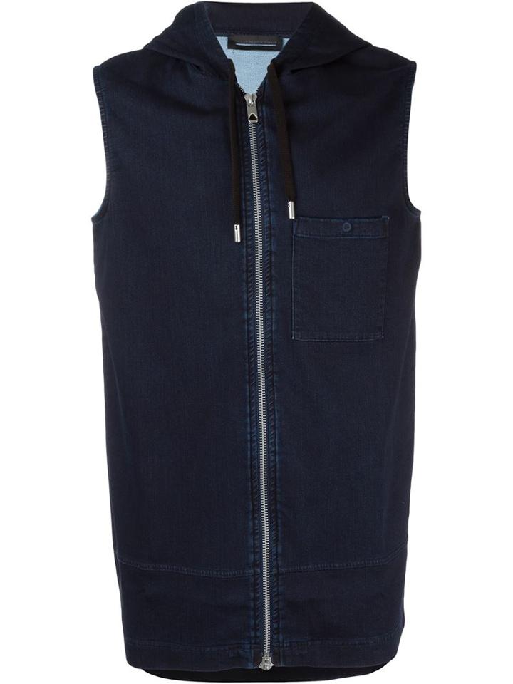 Diesel Black Gold Denim Zipped Waistcoat, Men's, Size: Large, Blue, Cotton/polyester/spandex/elastane