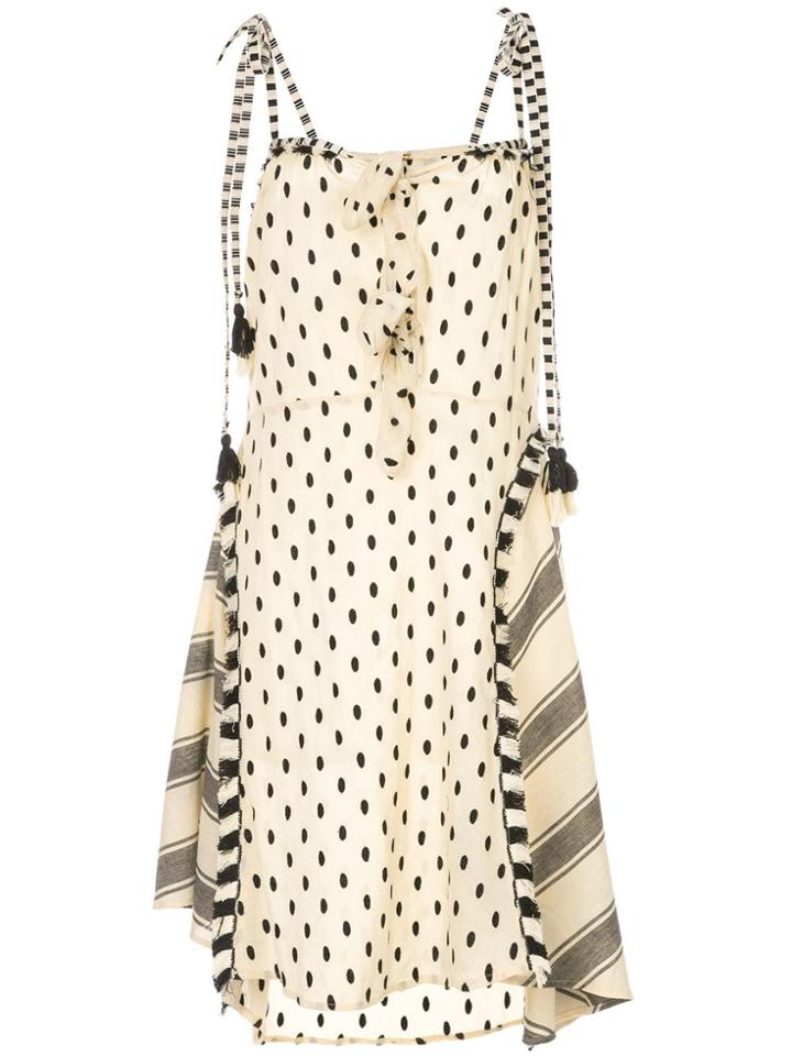 Dodo Bar Or Polka-dot Midi Dress With Knots - Neutrals