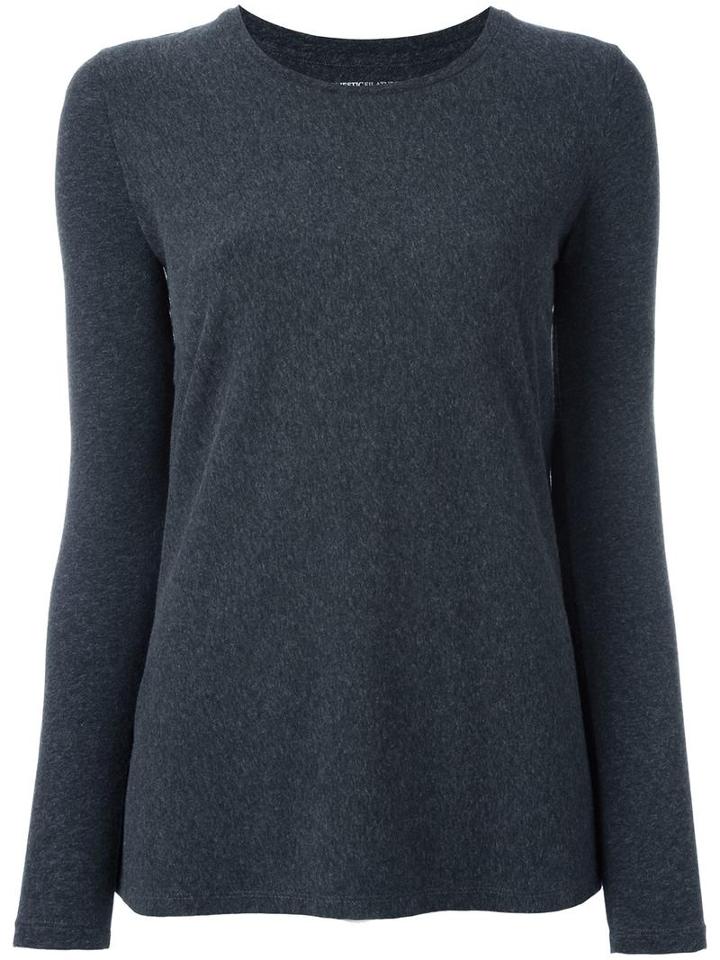 Majestic Filatures Round Neck Flared Jumper, Women's, Size: 2, Grey, Cotton/cashmere/spandex/elastane