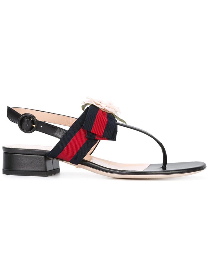 Gucci Floral Web Sandals - Blue