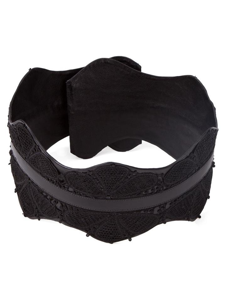 Martha Medeiros Butterfly Lace Obi Belt, Women's, Size: G, Black, Cotton/leather