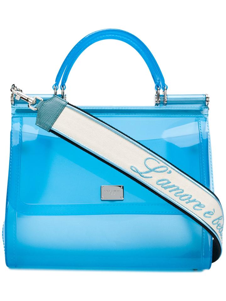 Dolce & Gabbana Semi-transparent Sicily Tote Bag - Blue