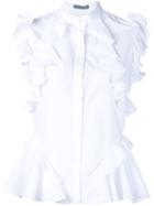 Alexander Mcqueen Ruffled Blouse, Women's, Size: 44, White, Cotton