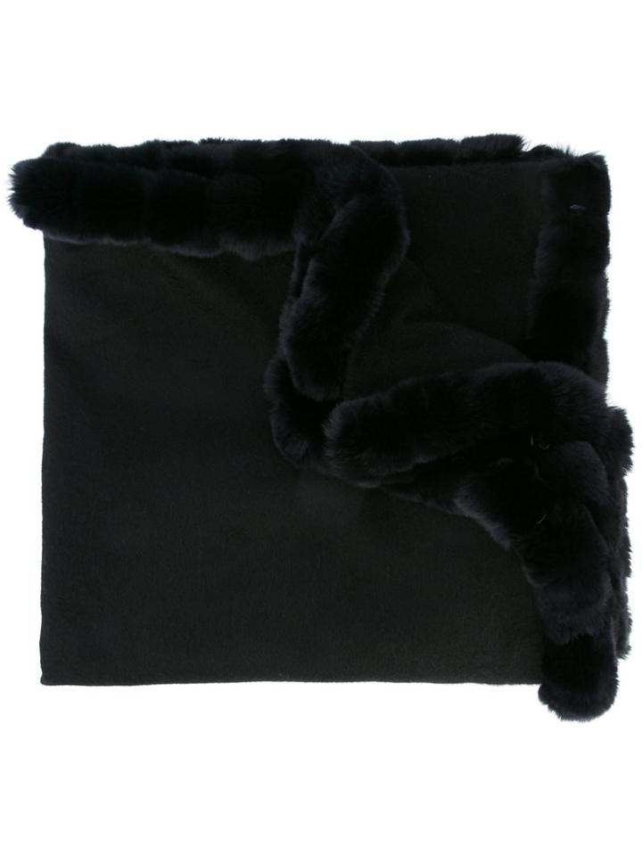 N.peal - Woven Long Shawl - Women - Rabbit Fur/cashmere - One Size, Women's, Black, Rabbit Fur/cashmere