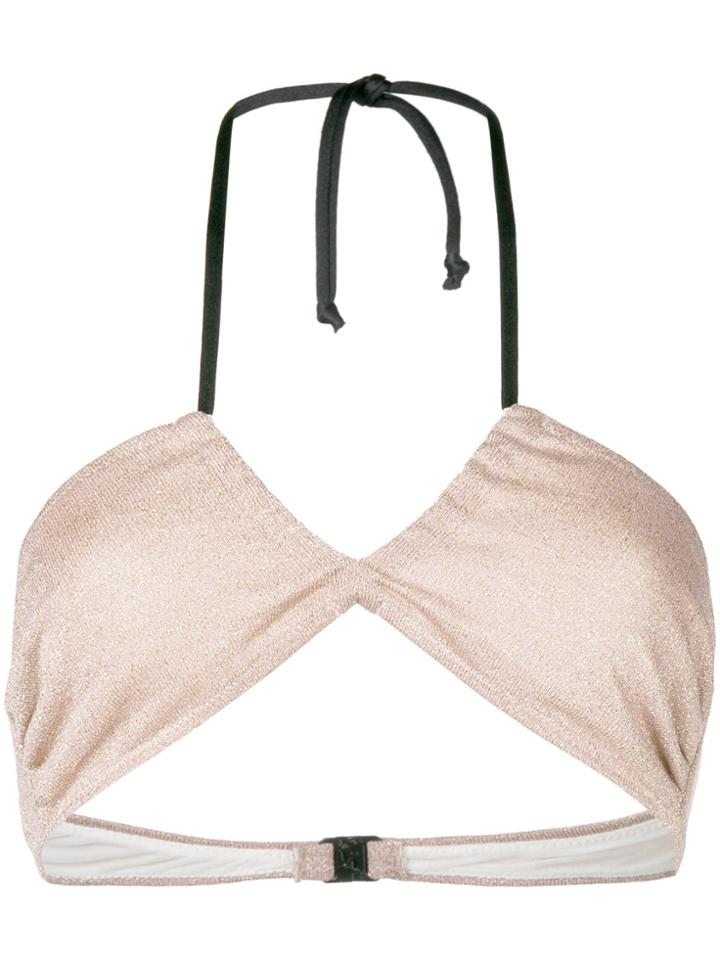 Circus Hotel Lamé Bikini Top - Pink & Purple