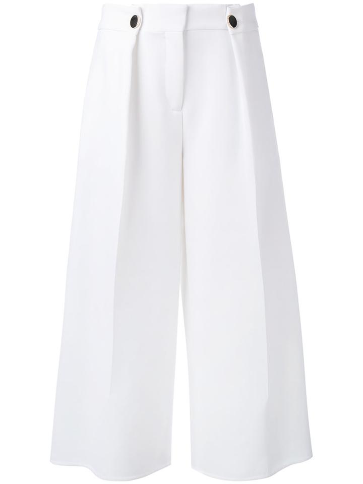 Cropped Trousers - Women - Silk/cotton/polyester - 12, White, Silk/cotton/polyester, Victoria Victoria Beckham