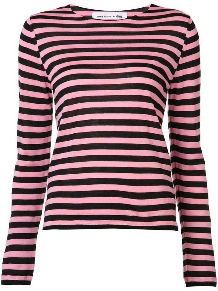 Comme Des Garçons Girl Striped Jumper, Size: Small, Pink/purple, Wool/acrylic