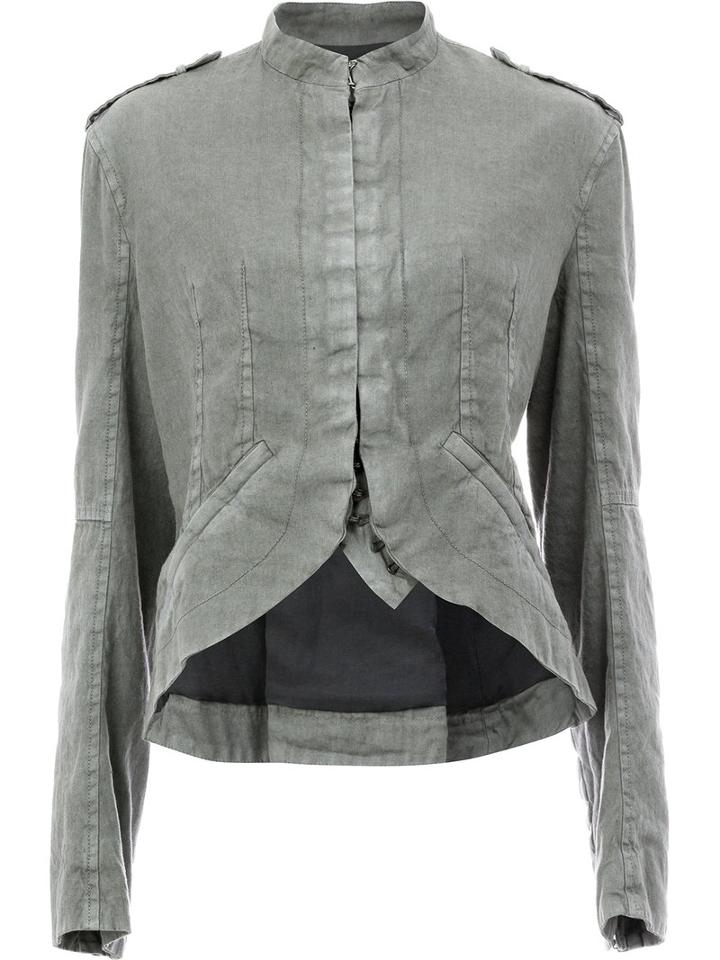 Haider Ackermann - Curved Hem Jacket - Women - Cotton/linen/flax/spandex/elastane/rayon - 36, Grey, Cotton/linen/flax/spandex/elastane/rayon
