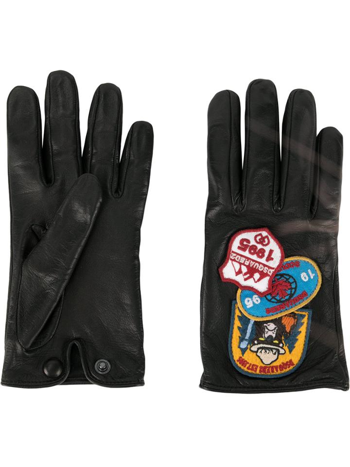 Dsquared2 Patch Appliqué Gloves - Black
