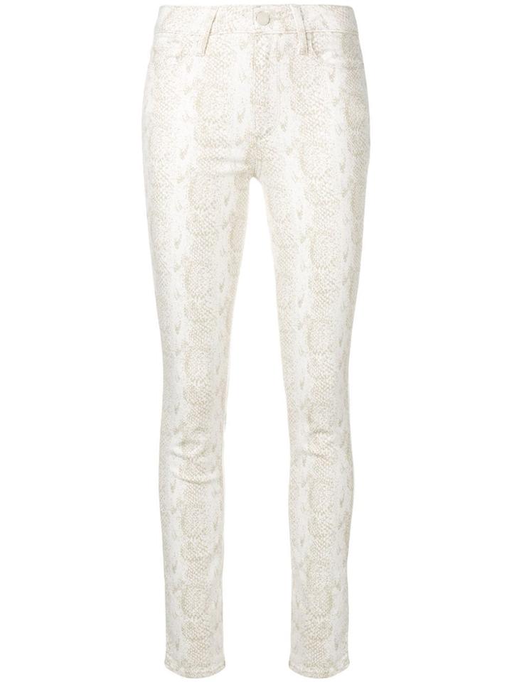 Paige Snakeskin Print Skinny Trousers - Brown
