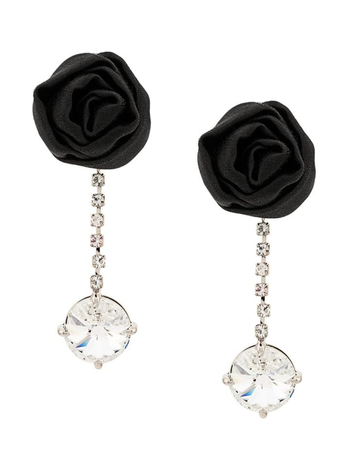 Miu Miu Rose Drop Earrings - Black