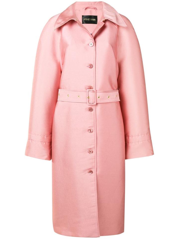 Stine Goya Belted Midi Coat - Pink & Purple