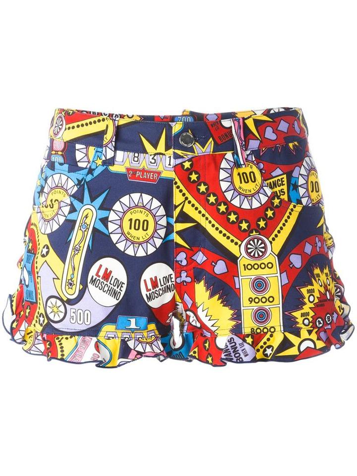 Love Moschino Ruffle Hem Shorts, Women's, Size: 42, Cotton/spandex/elastane