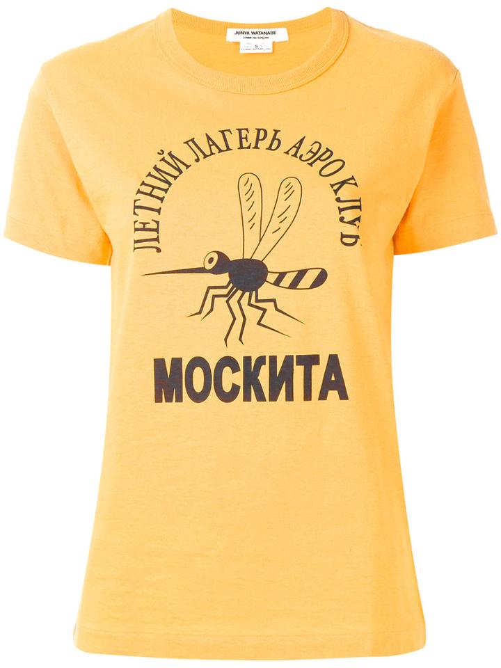 Junya Watanabe Comme Des Garçons Mosquito Print T-shirt, Women's, Size: Medium, Yellow/orange, Cotton