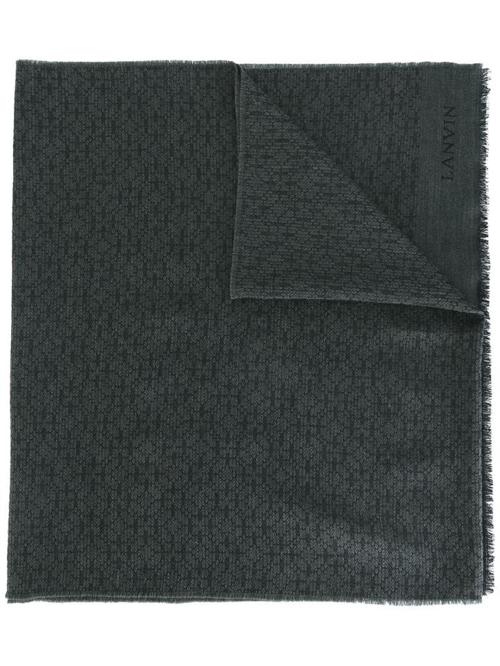 Lanvin Chevron Detail Scarf, Men's, Black, Wool