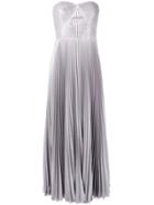Marchesa Notte Pleated Gown - Silver