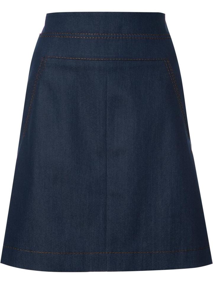 Akris Punto A-line Denim Skirt, Women's, Size: 12, Blue, Cotton