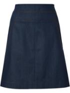 Akris Punto A-line Denim Skirt, Women's, Size: 12, Blue, Cotton