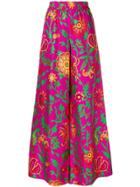 La Doublej Floral Print Palazzo Trousers - Purple