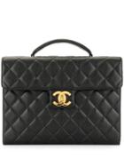 Chanel Pre-owned Quilted Cc Briefcase - Black