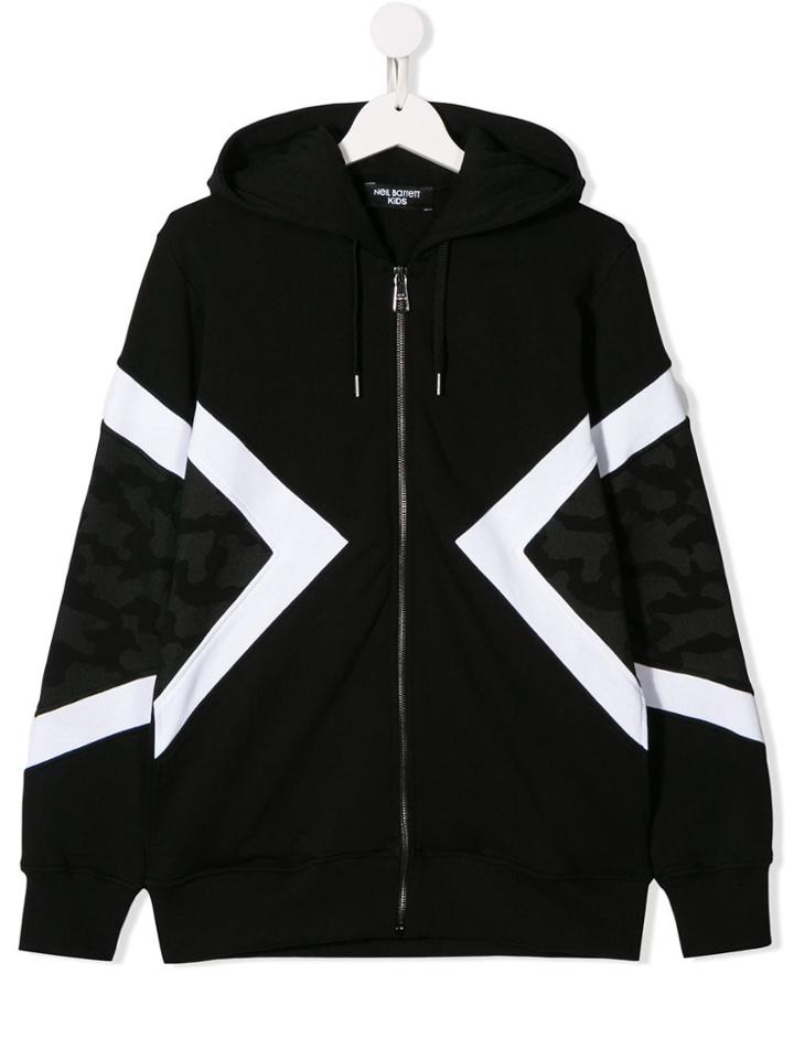 Neil Barrett Kids Teen Lightning Print Hoodie - Black