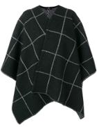 Fay Check Pattern Cape Coat - Black