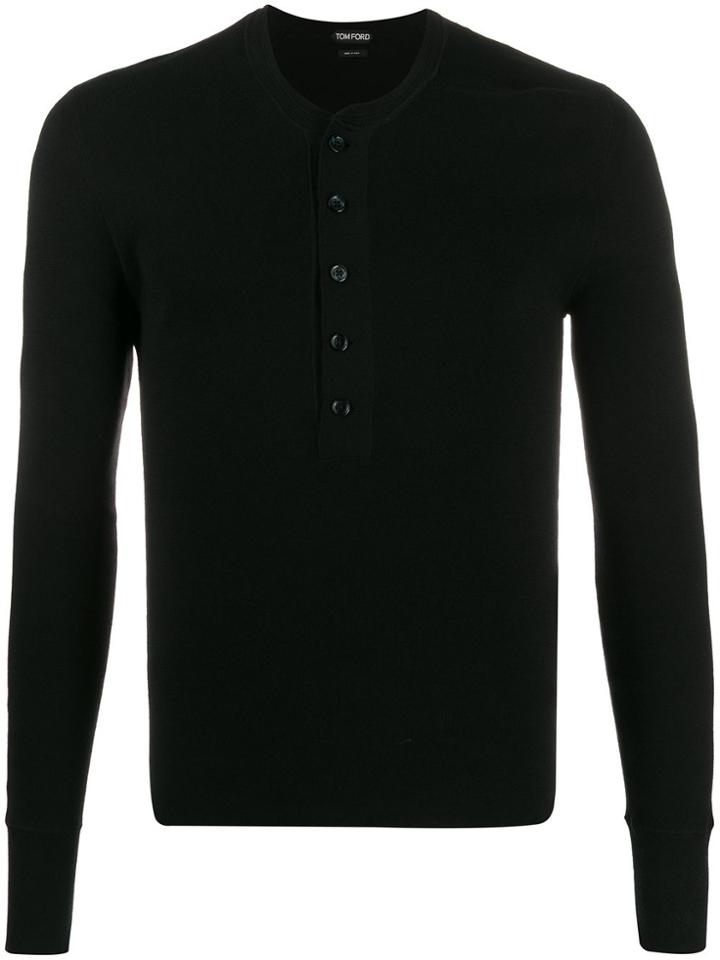 Tom Ford Button-down Long-sleeve T-shirt - Black