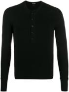 Tom Ford Button-down Long-sleeve T-shirt - Black