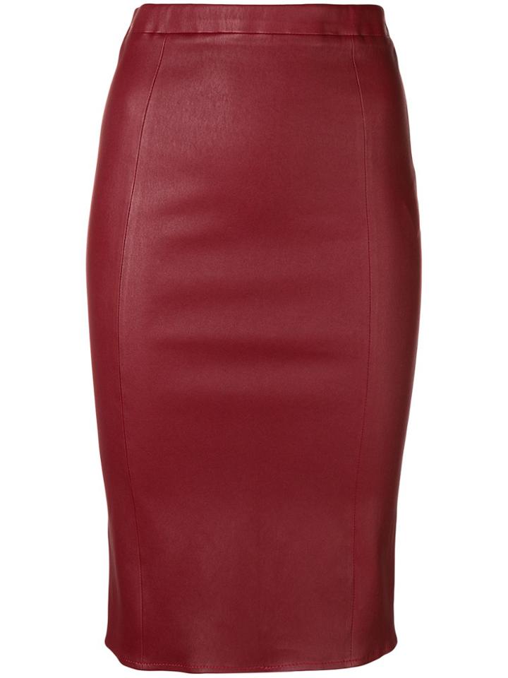 Arma Fitted Pencil Midi Skirt - Red