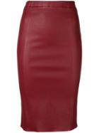 Arma Fitted Pencil Midi Skirt - Red