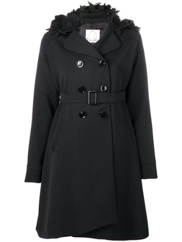 Romeo Gigli X Eggs Floral-collar Double-breasted Coat - Black