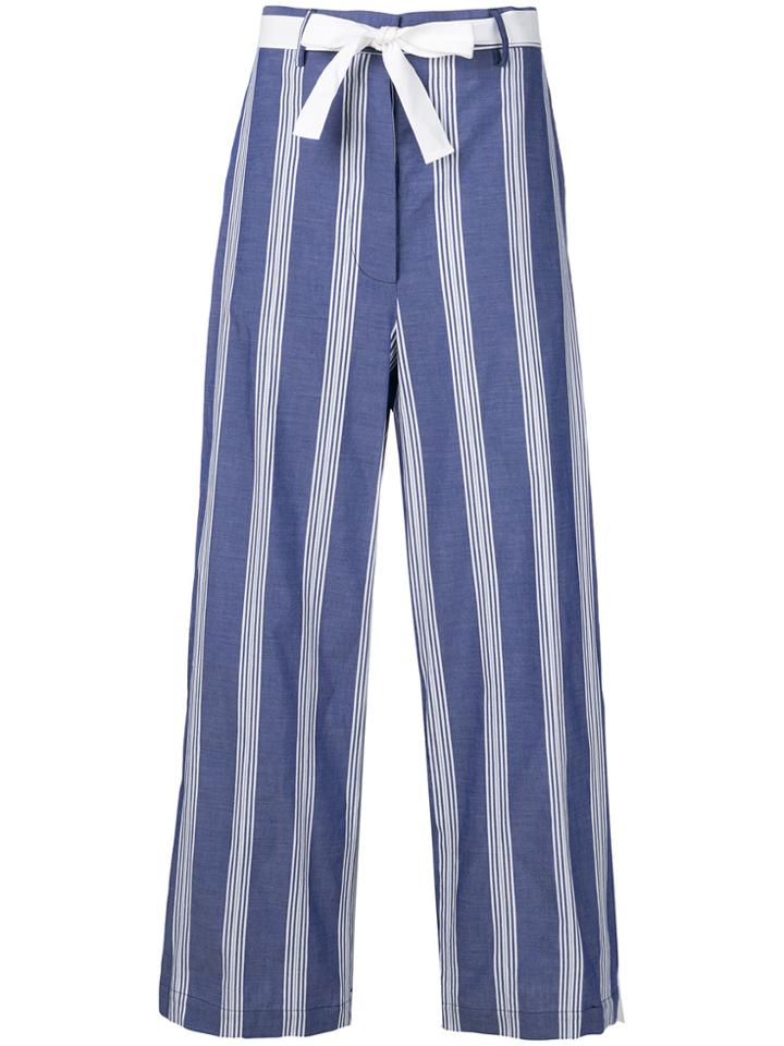 Hache Striped Cropped Trousers - Blue